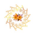 Thanks Card for Thanksgiving Day ,Seamless Fractal typography illustration for greeting cards.