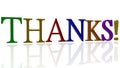 Thanks concept in various colors on white Royalty Free Stock Photo