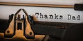 Thanks dad written on paper Royalty Free Stock Photo
