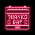 thanks day calendar date neon glow icon illustration