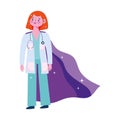 Thanks doctor, female physician character with superhero cape