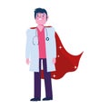 Thanks doctor, physician male professional with superhero cape