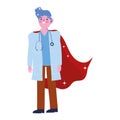 Thanks doctor, physician male professional with superhero cape