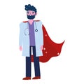 Thanks doctor, physician male professional with superhero cape