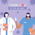 Thanks, doctors, nurses, female physician and nurse staff medical support professional Royalty Free Stock Photo