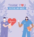 Thanks, doctors, nurses, male and female nurses healthcare