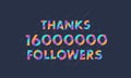 Thanks 16000000 followers, 16M followers celebration modern colorful design Royalty Free Stock Photo