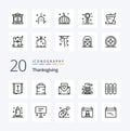 20 Thanks Giving Line icon Pack like hat fall giving event mail