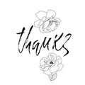 Thanks handwritten inscription. Hand drawn modern dry brush lettering. Thank you card. Vector illustration.