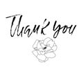 Thanks handwritten inscription. Hand drawn modern dry brush lettering. Thank you card. Vector illustration.