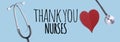 Thanks healthcare workers message with stethoscope and hand drawing hearts Royalty Free Stock Photo