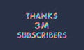 Thanks 3M subscribers, 3000000 subscribers celebration modern colorful design