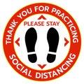 Thanks For Practicing Social Distancing Floor sticker Sign Royalty Free Stock Photo