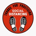 Thanks For Practicing Social Distancing Floor sticker Sign,Social distancing. Footprint sign. Keep the 6 feet or 1-2 meter