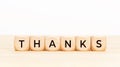 Thanks text on wooden blocks. Thankful concept Royalty Free Stock Photo