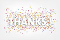 Thanks, thank you card with colorful confetti