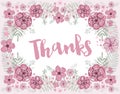 Thanks vector pink and burgundy floral wreath