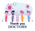 Thanks you doctors, male physicians specialists professional cartoon characters