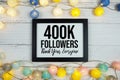 Thanks You 400000, 400K Followers on wooden background Royalty Free Stock Photo