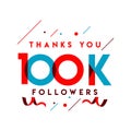 Thanks You 100k Followers Vector Template Design Illustration