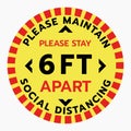 Thanks You For Practicing Social Distancing Floor sticker Sign,Social distancing. Footprint sign. Keep 6 Feet Apart Reminder Sign Royalty Free Stock Photo