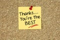 ThanksÃ¢â¬Â¦ You`re the best on yellow sticky note