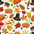 Thanksgivin day seamless background.Symbols of thanksgiving day and family Royalty Free Stock Photo