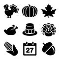 Thanksgivin Icons Set Isolated on White Background Royalty Free Stock Photo