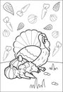 Turkey chicken with various fruits and vegetables Happy Thanskgiving Coloring Page
