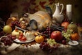 Thanksgiving - abstract conceptual collage illustration. Generative AI