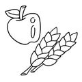 Thanksgiving Apple And Wheat Isolated Coloring