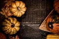 Thanksgiving background with fruit and vegetable on wood in autumn and Fall harvest season. Royalty Free Stock Photo