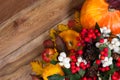 Thanksgiving background with ghostberry, rowan, pumpkin, copy sp Royalty Free Stock Photo