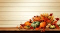 thanksgiving background with pumpkins corn and wheat
