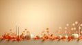 thanksgiving background with pumpkins leaves and candles Royalty Free Stock Photo