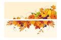Thanksgiving background with space for text, horizontal banners with autumn leaves and vegetables vector Illustration Royalty Free Stock Photo