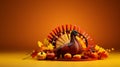 thanksgiving background with turkey pumpkins and autumn leaves