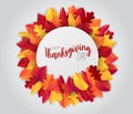 Thanksgiving banner design. Fall november traditional american holiday. Background with red and orange leaves. Party night invirat Royalty Free Stock Photo