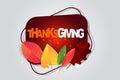 Thanksgiving banner design. Fall november traditional american holiday. Background with red and orange leaves. Party night invirat Royalty Free Stock Photo