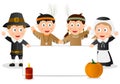 Thanksgiving Banner with Kids Royalty Free Stock Photo