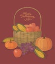 Thanksgiving basket with fruit and vegetables