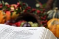Thanksgiving Bible and cornucopia Royalty Free Stock Photo