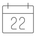 Thanksgiving calendar thin line icon, holiday and november, day sign, vector graphics, a linear pattern