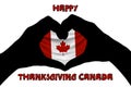 Thanksgiving Canada. Hands in the shape of a heart with the flag of Canada