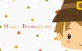 Thanksgiving Card Design Pilgrim Boy Cartoon Vector Royalty Free Stock Photo