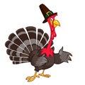 Thanksgiving Cartoon Turkey bird. Vector illustration of funny turkey character clipart. Royalty Free Stock Photo