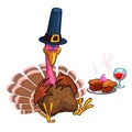 Thanksgiving cartoon turkey character sleeping. Isolated vector illustration clipart.