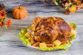 Thanksgiving celebration. Dinner with roasted turkey Royalty Free Stock Photo