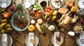 Thanksgiving Celebration Traditional Dinner Table Setting Concept Royalty Free Stock Photo