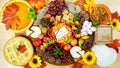 Thanksgiving cheese and dessert grazing platter charcuterie board.